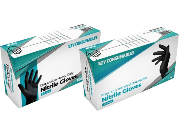 EZY Consumables black nitrile glove boxes